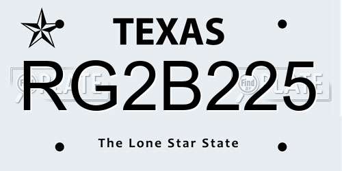 RG2B225 Texas License Plate