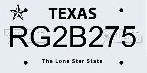 RG2B275 Texas License Plate