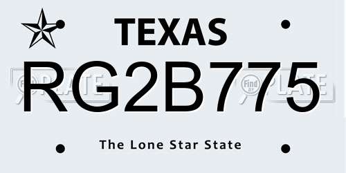 RG2B775 Texas License Plate