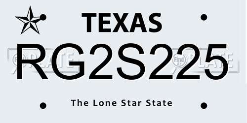 RG2S225 Texas License Plate
