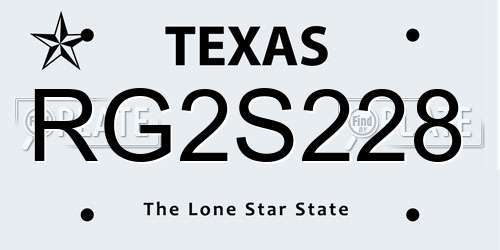 RG2S228 Texas License Plate
