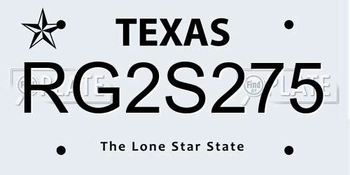 RG2S275 Texas License Plate