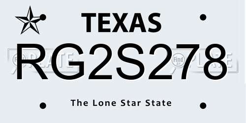 RG2S278 Texas License Plate