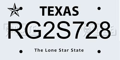 RG2S728 Texas License Plate