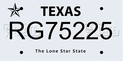 RG75225 Texas License Plate