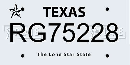 RG75228 Texas License Plate