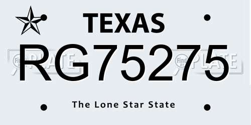 RG75275 Texas License Plate