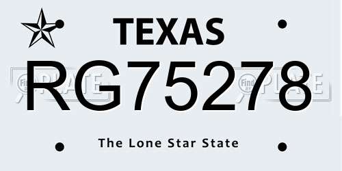 RG75278 Texas License Plate