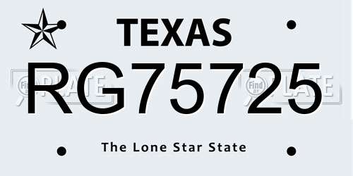 RG75725 Texas License Plate