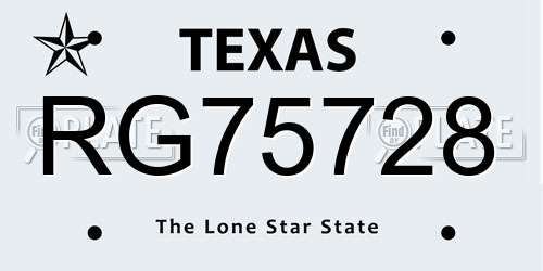 RG75728 Texas License Plate