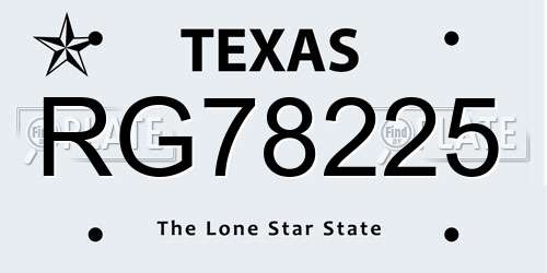 RG78225 Texas License Plate