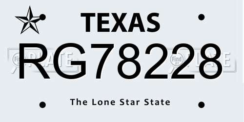 RG78228 Texas License Plate