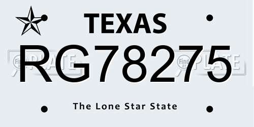 RG78275 Texas License Plate