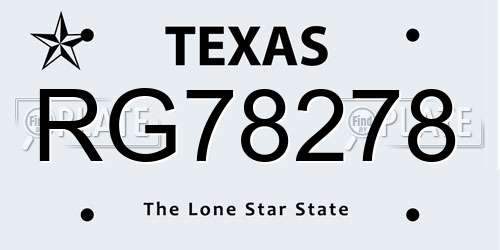 RG78278 Texas License Plate