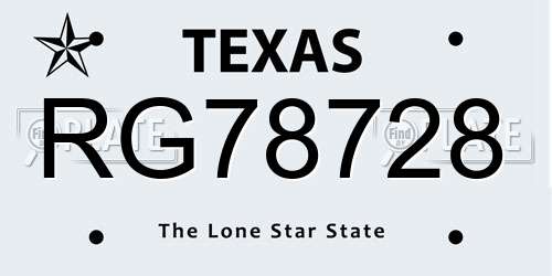 RG78728 Texas License Plate
