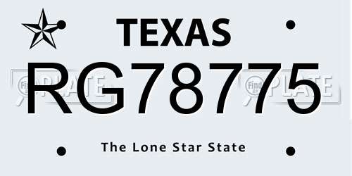 RG78775 Texas License Plate