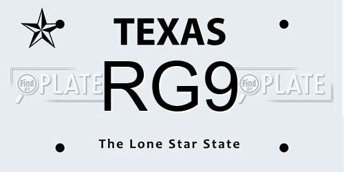 RG9 Texas License Plate