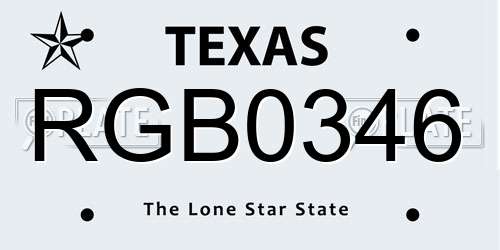 RGB0346 Texas License Plate
