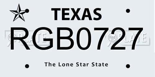 RGB0727 Texas License Plate