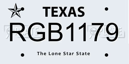 RGB1179 Texas License Plate