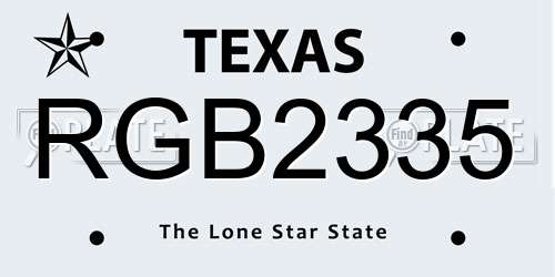RGB2335 Texas License Plate