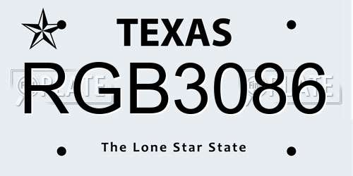 RGB3086 Texas License Plate