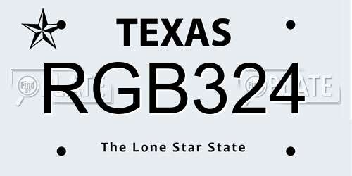RGB324 Texas License Plate