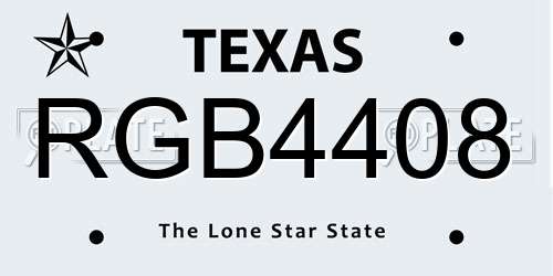 RGB4408 Texas License Plate