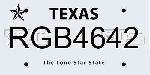 RGB4642 Texas License Plate