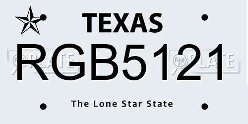 RGB5121 Texas License Plate