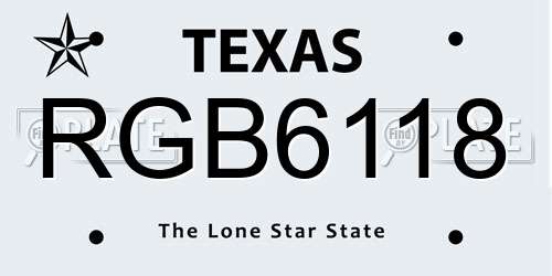RGB6118 Texas License Plate