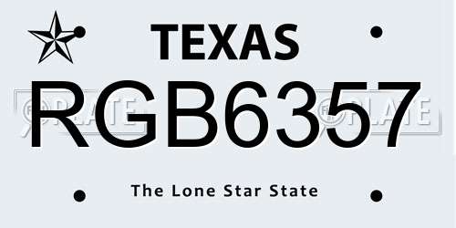 RGB6357 Texas License Plate