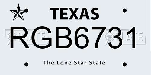 RGB6731 Texas License Plate