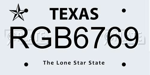 RGB6769 Texas License Plate