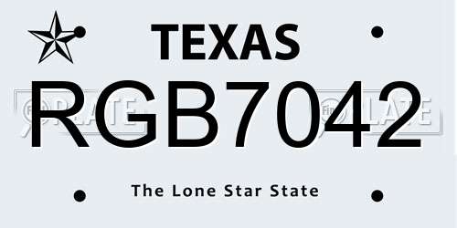 RGB7042 Texas License Plate