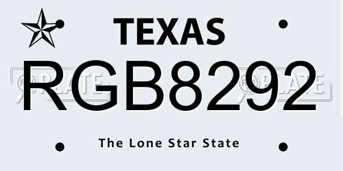 RGB8292 Texas License Plate