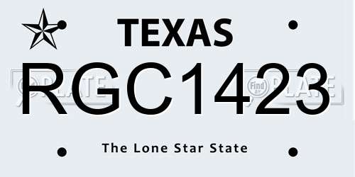 RGC1423 Texas License Plate