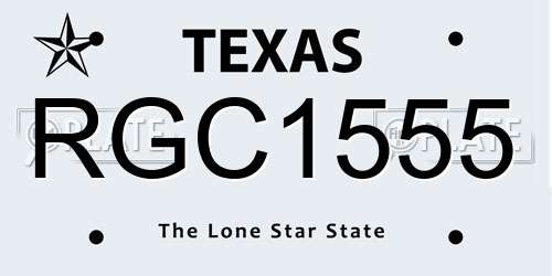 RGC1555 Texas License Plate