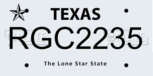 RGC2235 Texas License Plate