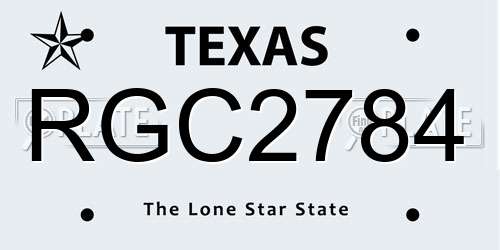 RGC2784 Texas License Plate