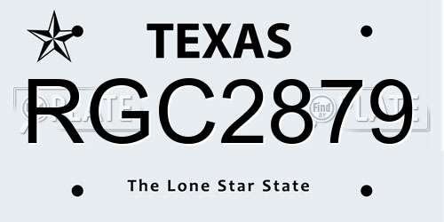 RGC2879 Texas License Plate