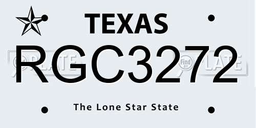 RGC3272 Texas License Plate
