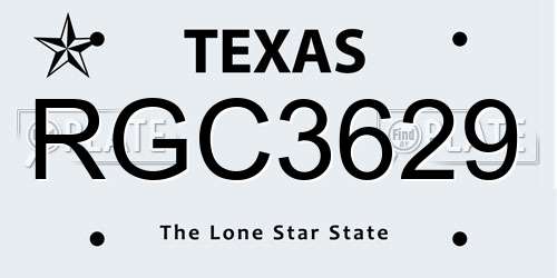 RGC3629 Texas License Plate