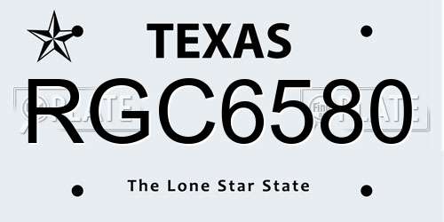 RGC6580 Texas License Plate