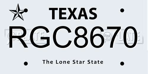 RGC8670 Texas License Plate