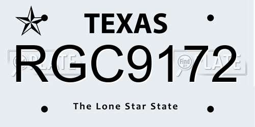 RGC9172 Texas License Plate