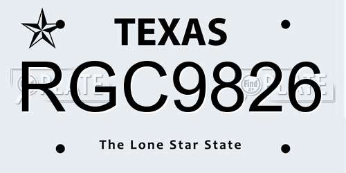 RGC9826 Texas License Plate