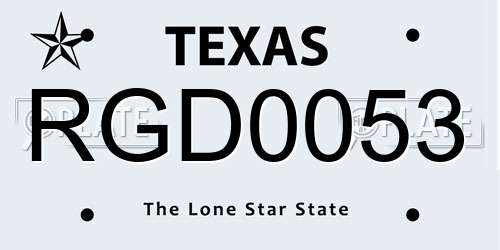 RGD0053 Texas License Plate