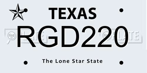 RGD220 Texas License Plate