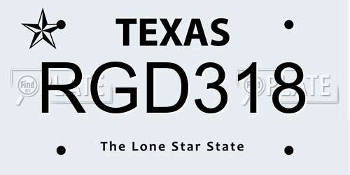 RGD318 Texas License Plate